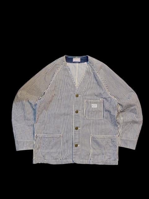 Blue Blue Japan VINTAGE BLUE BLUE JAPAN HICKORY STRIPE COLLAR LESS BUTTON UP