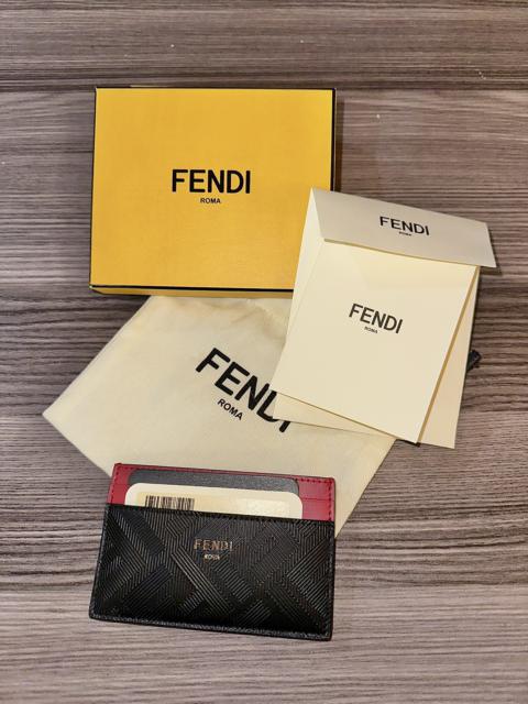 FENDI Fendi Shadow Colorblock Leather Card Case Holder - Black/Red