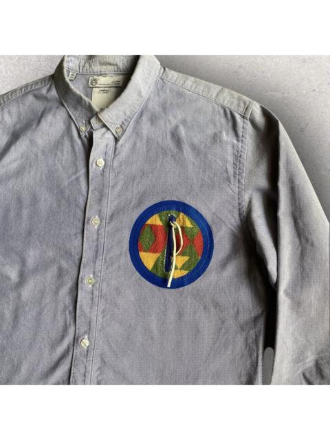Blue Oxford Shirt With Circle Pocket