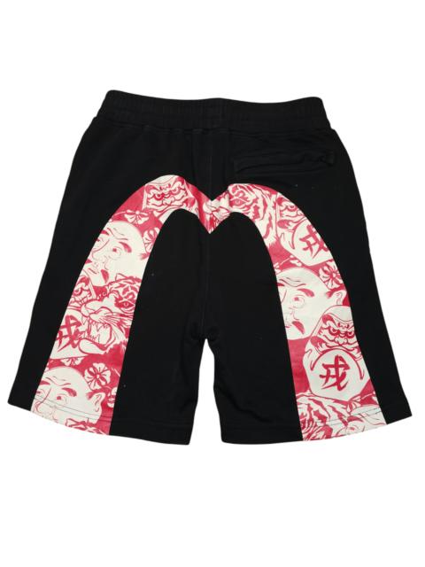 EVISU EVISU DARUMA EBISU AND TIGER DAICOCK PRINTED SWEAT SHORTS