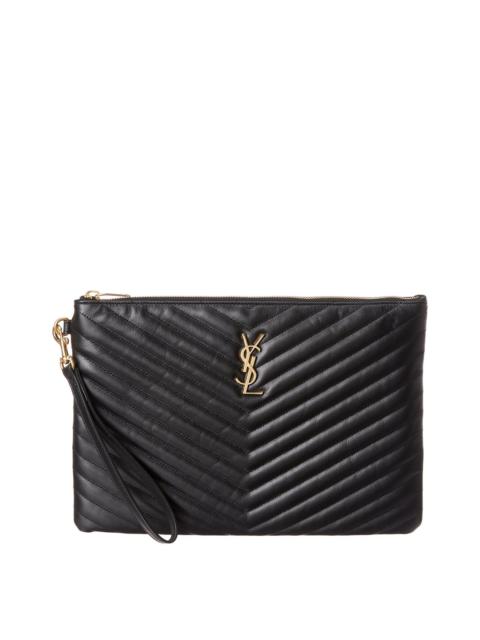 SAINT LAURENT Saint Laurent Monogram Matelasse Leather Tablet Pouch