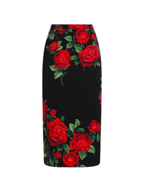 Dolce & Gabbana Dolce & Gabbana Women Roses Print Silk Skirt
