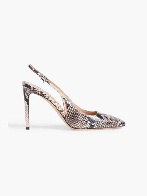 Gianvito Rossi Christina snake-effect leather slingback pumps