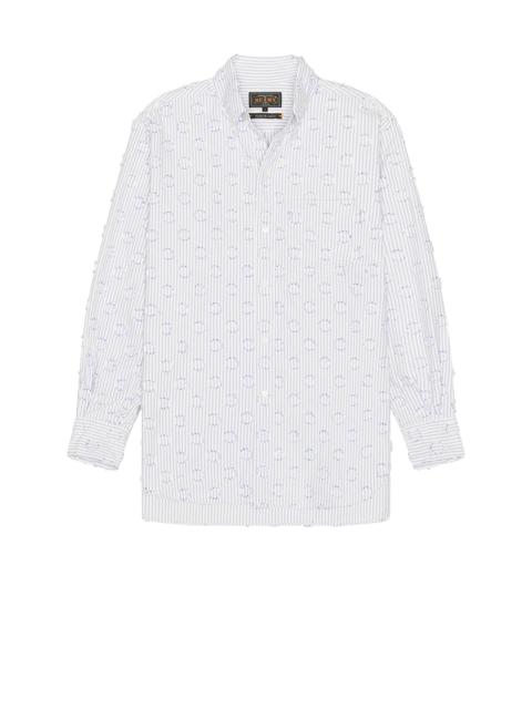 BEAMS PLUS B.D. Classic-Fit Burnout Dot Candy Stripe