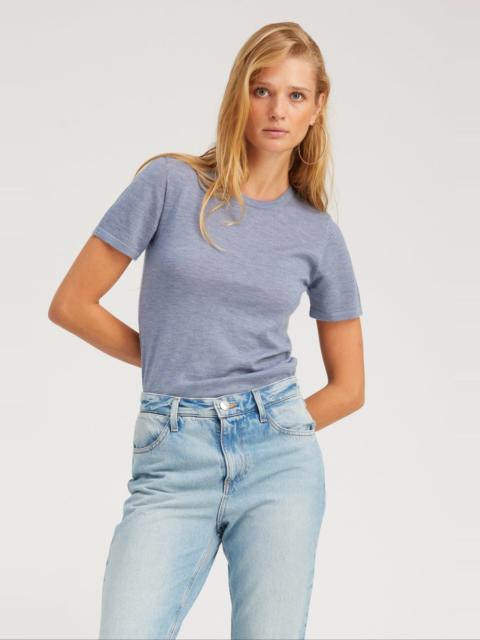 SPRWMN STEEL BLUE ULTRA FINE CASHMERE TEE