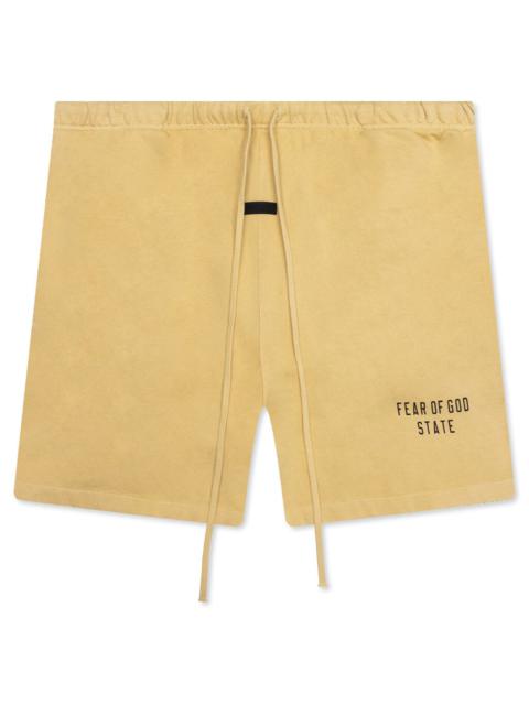 ESSENTIALS HEAVY JERSEY SOCCER SHORT - AMBER