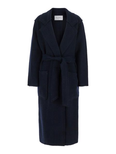 Max Mara Women 'Jene' Long Blue Coat With Belt In Wool And Cashmere Woman