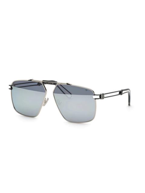 PHILIPP PLEIN Philipp Plein Silver Navigator Men's Sunglasses SPP049M K07X 63