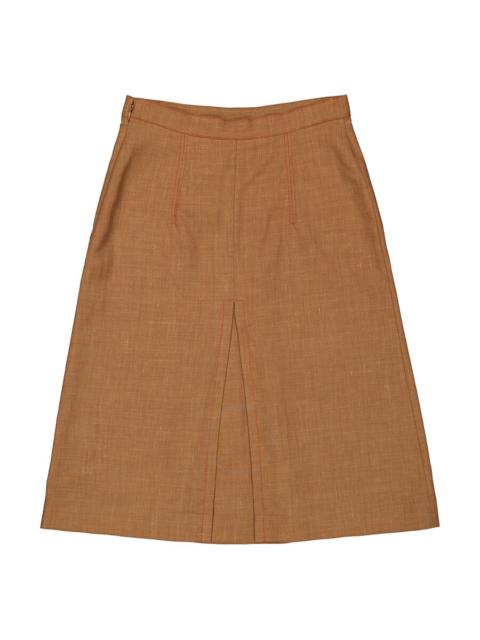 Burberry Burberry Ladies Topstitch Detail Wool-blend A-line Skirt