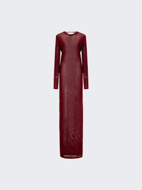 LUDOVIC DE SAINT SERNIN Long Sheer Mesh Dress Red