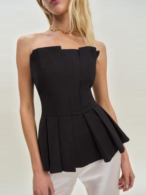 Reformation Reformation Ashlyn Pleated Peplum Strapless Top in Black at Nordstrom