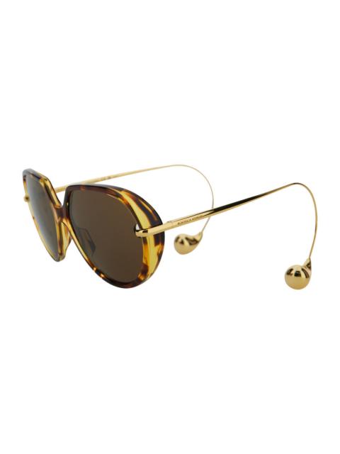 Bottega Veneta Bottega Veneta Women Brown Squared Sunglasses With Drop Shaped Tips In Acetate Woman