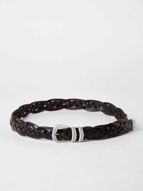 Brunello Cucinelli Braided calfskin belt with detailed buckle and tip