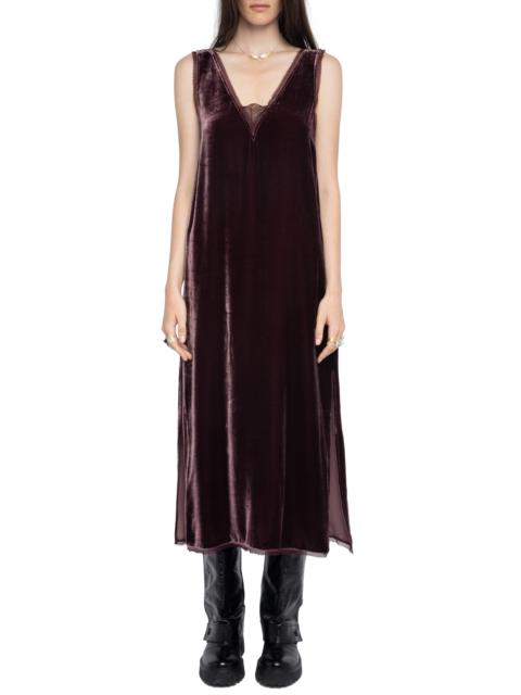 Zadig & Voltaire Zadig & Voltaire Renozo Lace & Velvet Sleeveless Dress in Burgundy at Nordstrom