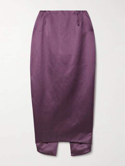 Wiederhoeft Wasp Cotton And Silk-blend Duchesse-satin Midi Skirt