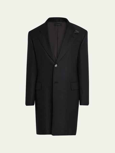 Brioni Men's Wool Chevron Single-Breasted Overcoat