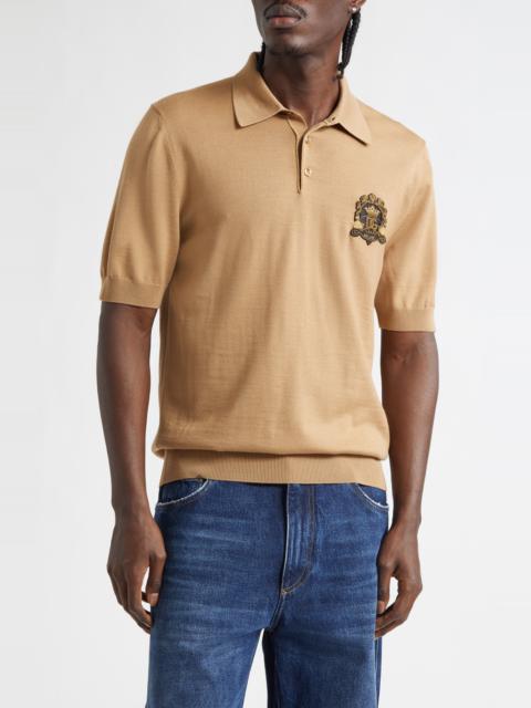 Dolce & Gabbana Dolce&Gabbana Logo Patch Virgin Wool Polo in Beige Medio at Nordstrom
