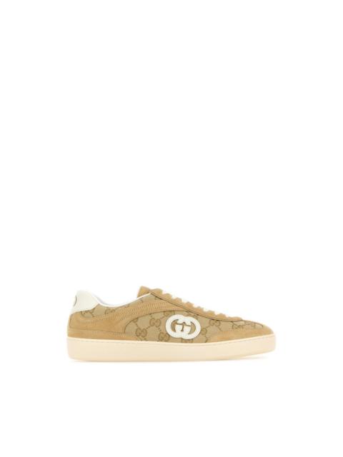 GUCCI GUCCI G75 GG Beige Brown Fabric Suede Sneakers New & Authent