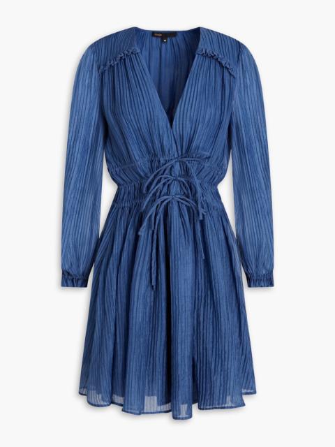 maje Plissé Lyocell-blend mini dress