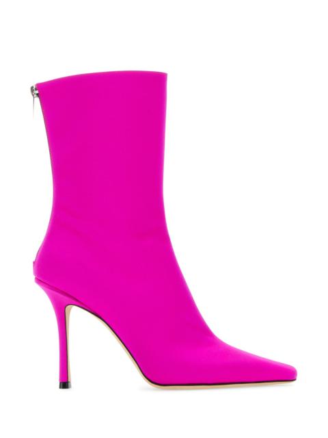 JIMMY CHOO Fuchsia satin ankle boots