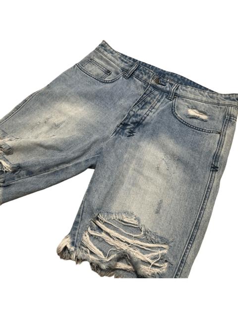 Ksubi Ksubi Distressed Denim Cutoff Shorts Grid Logo Hardware 32