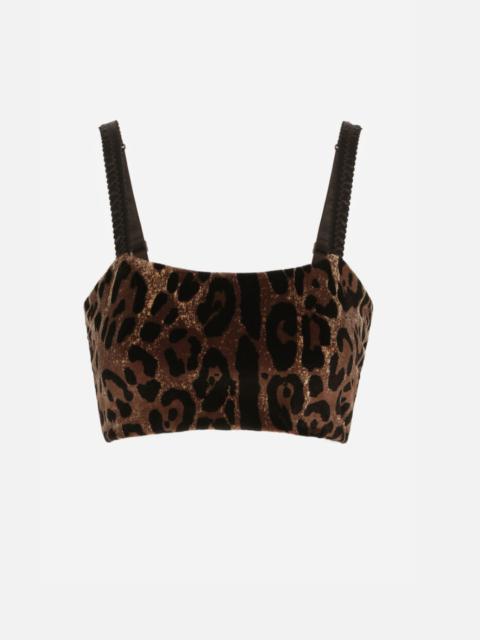 Dolce & Gabbana Chenille Crop Top Leopard