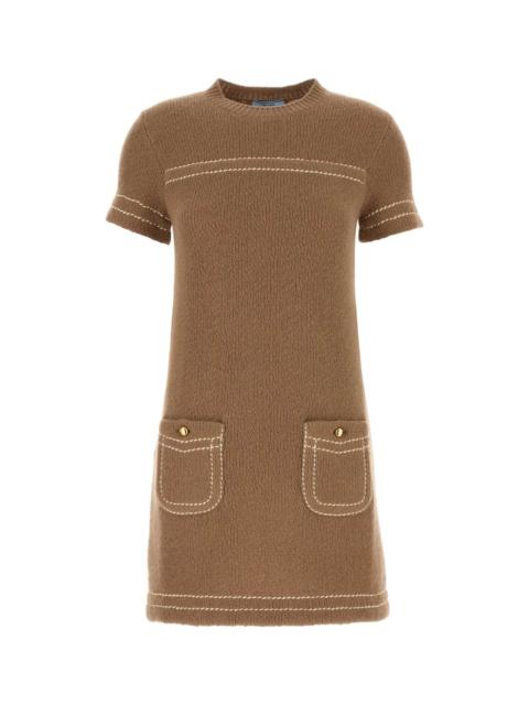 Prada Prada Women Biscuit Cashmere Mini Dress