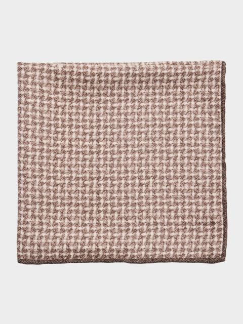 Brunello Cucinelli Men's Houndstooth Effect Silk Pocket Square