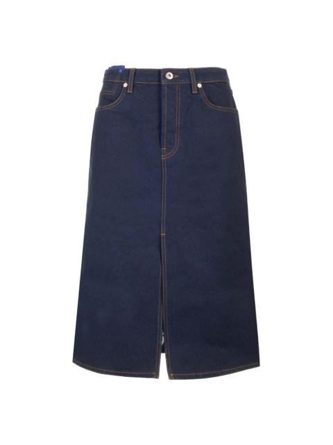 Burberry Japanese Front-slit Denim Midi Skirt