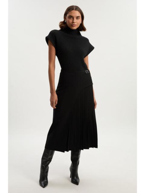 KAREN MILLEN Tailored Buckle Detail Pleated Midi Skirt