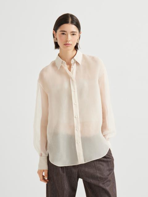 Brunello Cucinelli Crispy silk shirt with monili