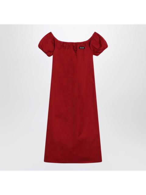 Miu Miu Miu Miu Midi Dress With Off-The-Shoulder Design And Logo Detail Women