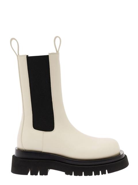 Bottega Veneta Bottega Veneta Women 'Bv Lug' White Boots With Contrasting Multi-Layered Sole In Leather Woman