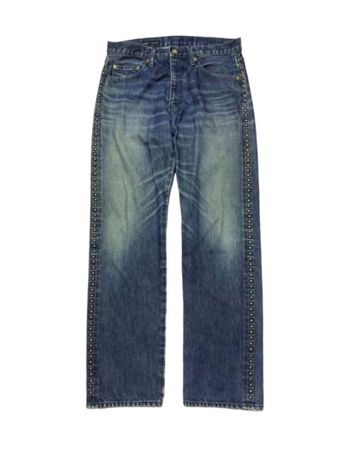 Hysteric Glamour Japanese Brand Viridian Studded Side Washed Denim