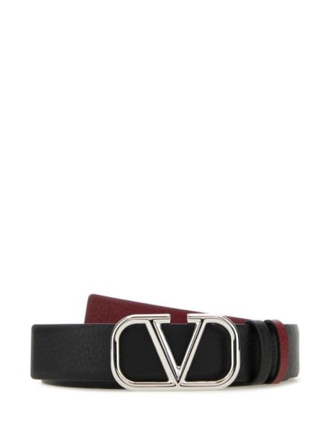 Valentino Garavani Man Black Leather Reversible Vlogo Belt