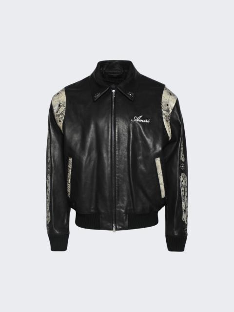 AMIRI Bones Studded Leather Bomber Jacket Black