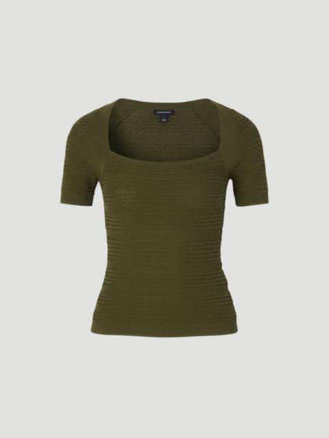 KAREN MILLEN Pointelle Stitch Detail Knit Top