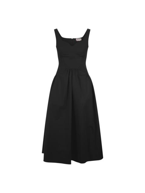 Midi Dress With Heart-shape Neckline In Black