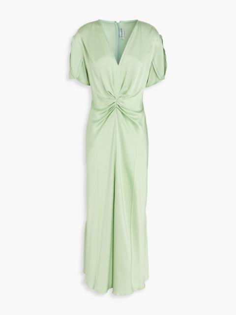 Victoria Beckham Gathered satin-crepe midi dress