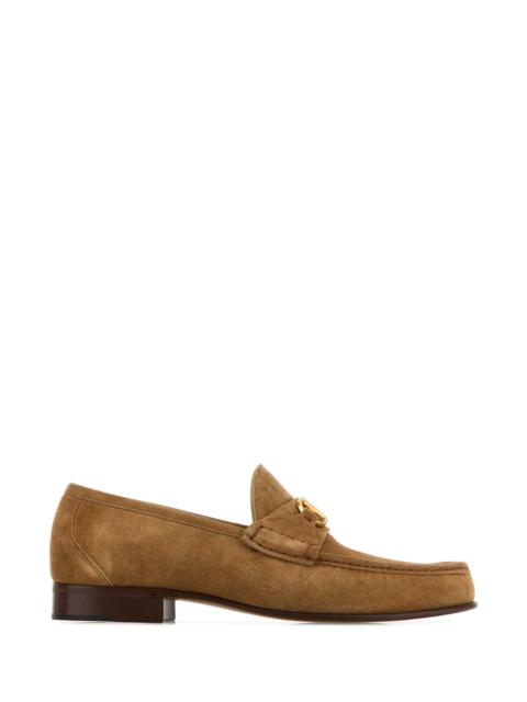 Valentino Valentino Garavani Men Camel Suede Loafers