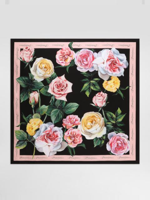 Dolce & Gabbana Rose and peony-print silk twill foulard (90x90)