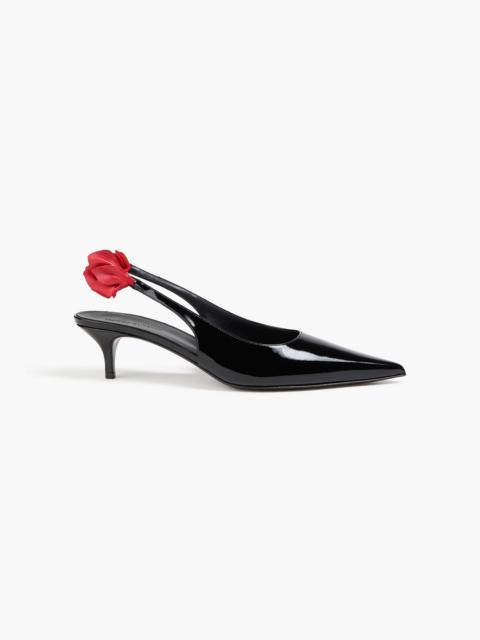 MAGDA BUTRYM Floral-appliquéd patent-leather slingback pumps