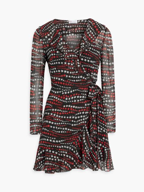 REDValentino Printed chiffon mini wrap dress