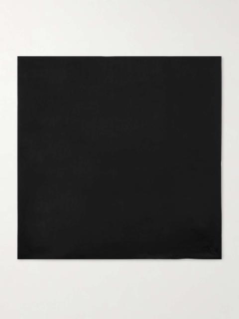 Embroidered satin scarf Black