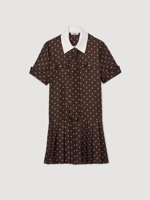 Sandro PRINTED SATIN-EFFECT MINI DRESS