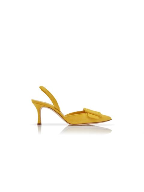 Manolo Blahnik Yellow Suede Slingback Pumps