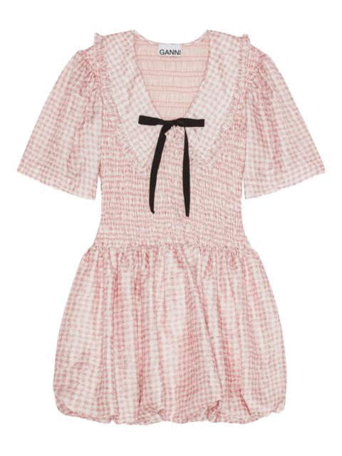 GANNI ruffled smocked mini dress