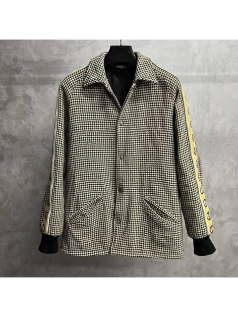 GUCCI Gucci Khaki Letter-Print Houndstooth Single-Breasted Loose-Fit Casual Long-Sleeve Jacket