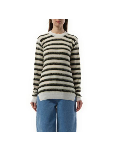 Marni Mohair Stripe Sweater in Light Alabaster