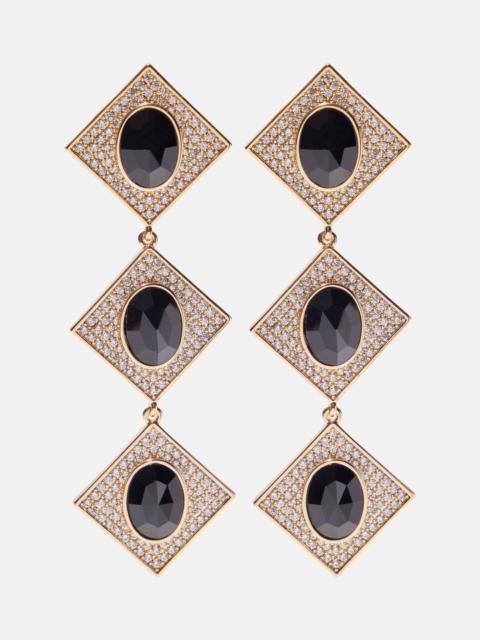 self-portrait Crystal-embellished drop earrings